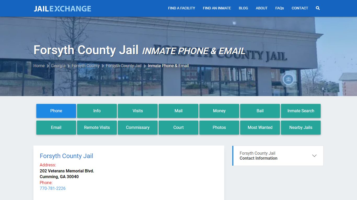 Inmate Phone - Forsyth County Jail, GA - Jail Exchange