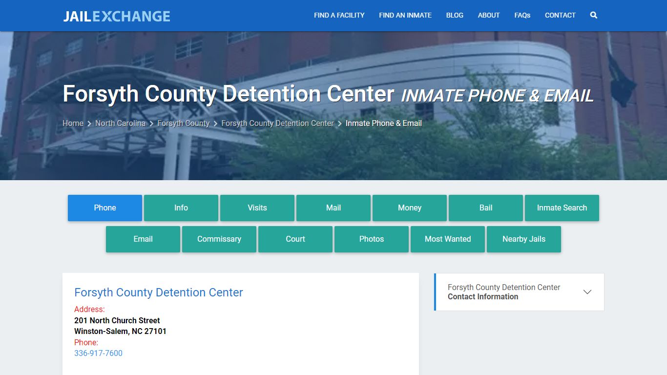 Inmate Phone - Forsyth County Detention Center, NC - Jail Exchange